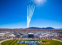 The Thunderbirds, the U.S. Air Force Air Demonstration Squadron, fly over the Las Vegas Motor Speedway prior to the start of the during the Kobalt Tools 400 NASCAR race Sunday, March 10, 2013. The Thunderbirds, the U.S. Air Force Air Demonstration Squadron, fly over the Las Vegas Motor Speedway prior to the start of the during the Kobalt Tools 400 NASCAR race Sunday, March 10, 2013.